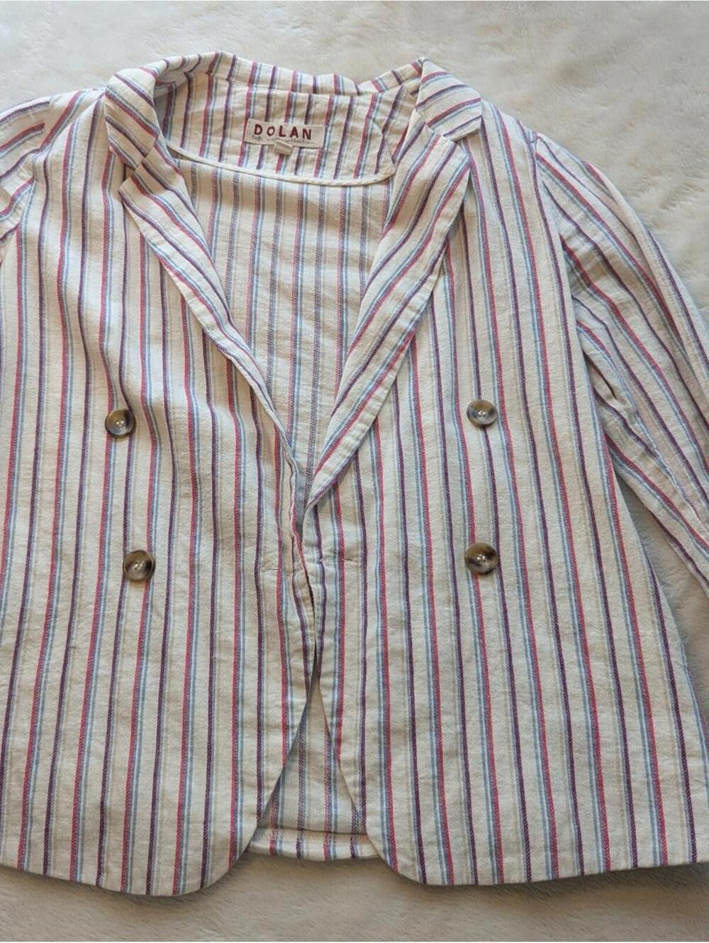 Anthropologie Dolan Anna double-breasted striped linen blend blazer